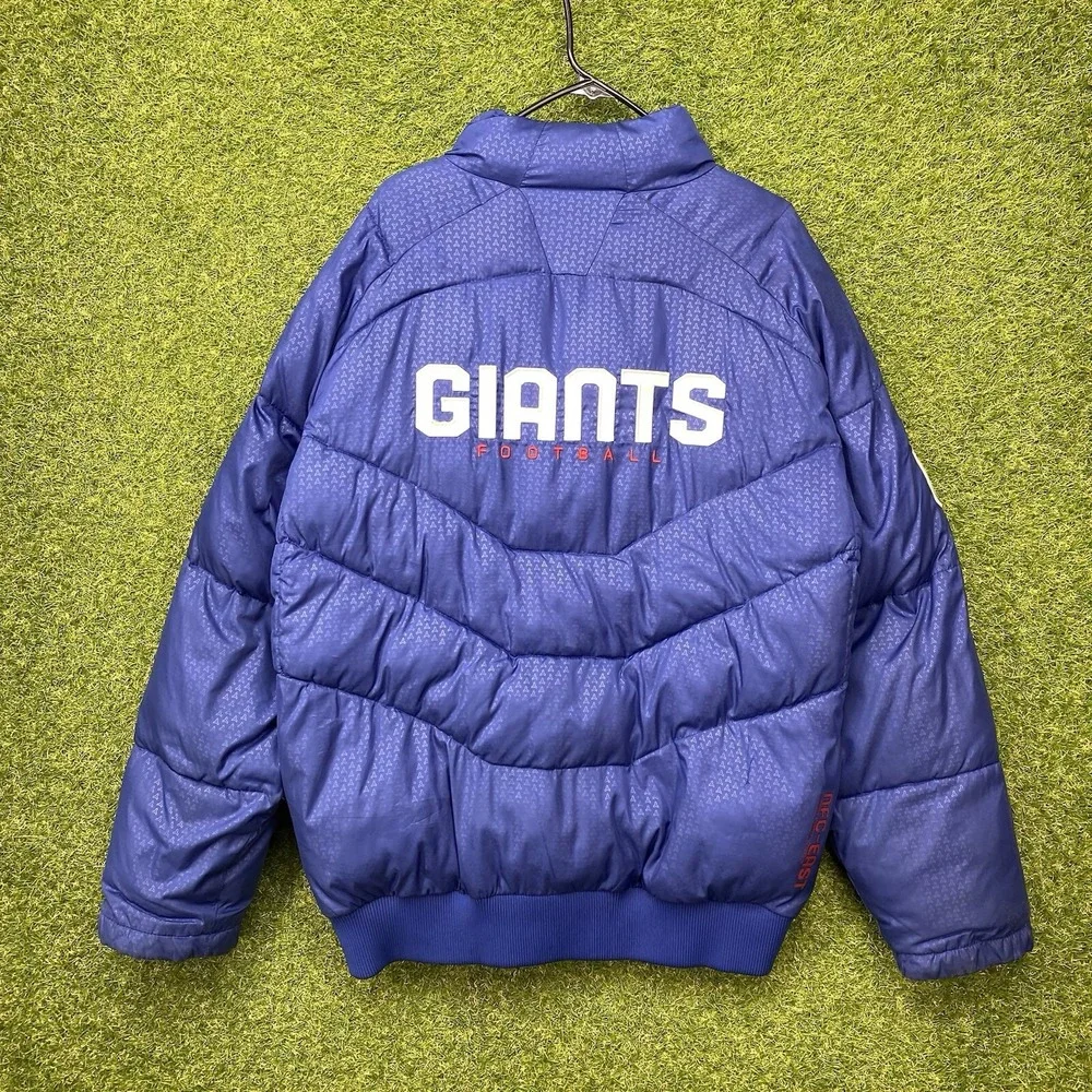 New York Giants Puffer Jacket Mens Large L Blue Reebok On Field Inslulated